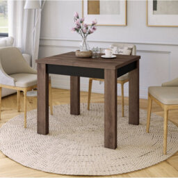 Heze Furniture Fonte 85 Modern Extending Dining Table - Brown Oak & Black - thumbnail 3