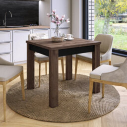 Heze Furniture Fonte 85 Modern Extending Dining Table - Brown Oak & Black - thumbnail 2