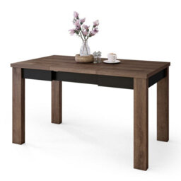 Heze Furniture Fonte 85 Modern Extending Dining Table - Brown Oak & Black - thumbnail 6