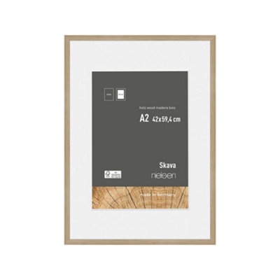 Nielsen Skava A2 Oak Wooden Picture Frame With A3 Mount, Float Glass And Push/turn Clips - image 1