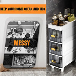 Slim Free Standing Bathroom Storage Cabinet 3 Drawer Kitchen Organizer Unit - thumbnail 4