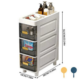 Slim Free Standing Bathroom Storage Cabinet 3 Drawer Kitchen Organizer Unit - thumbnail 3