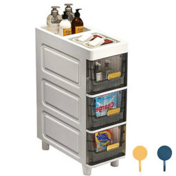 Slim Free Standing Bathroom Storage Cabinet 3 Drawer Kitchen Organizer Unit - thumbnail 2