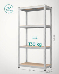 Songmics Set Of 2 Shelves, Steel Shelving Rack Units, 4-Tier Storage Rack For Garage And Shed, Silver - thumbnail 2