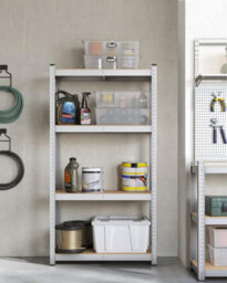 Set Of 2 Shelves, Steel Shelving Rack Units, 4-Tier Storage Rack For Garage And Shed, Silver
