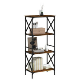 Berkfield Bookcase 4-Tier Smoked Oak 59X35X132 Cm Engineered Wood - thumbnail 3