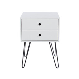 Core Products Set Of 2 Options 2 Drawer White Bedside Cabinets, Painted Finish, Black Metal - thumbnail 3