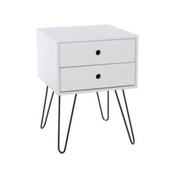 Core Products Set Of 2 Options 2 Drawer White Bedside Cabinets, Painted Finish, Black Metal - thumbnail 4
