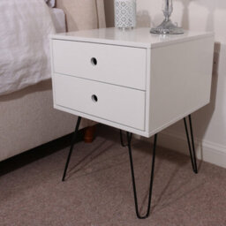 Core Products Set Of 2 Options 2 Drawer White Bedside Cabinets, Painted Finish, Black Metal - thumbnail 5