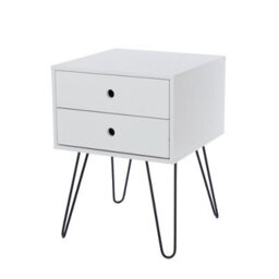 Core Products Set Of 2 Options 2 Drawer White Bedside Cabinets, Painted Finish, Black Metal - thumbnail 2