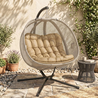 Double Hanging Egg Chair Folding Swing Hammock W/ Cushion - image 1