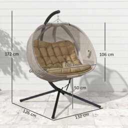Double Hanging Egg Chair Folding Swing Hammock W/ Cushion - thumbnail 2