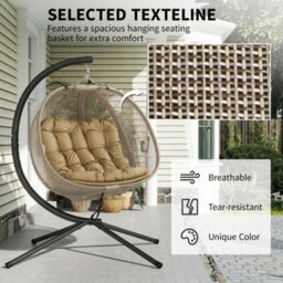 Double Hanging Egg Chair Folding Swing Hammock W/ Cushion - thumbnail 3