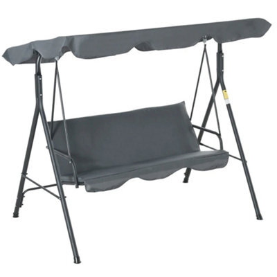 3 Seater Garden Swing Chair Seat Hammock Swinging Metal Bench Grey Furniture Outdoor - image 1