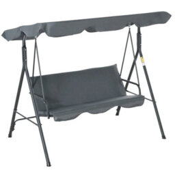 3 Seater Garden Swing Chair Seat Hammock Swinging Metal Bench Grey Furniture Outdoor - thumbnail 1