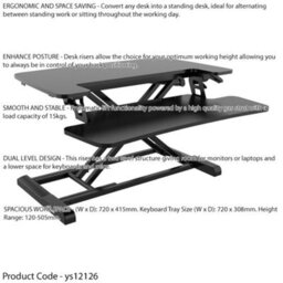 Loops Adjustable 71Cm Sit And Stand Desk Riser - Ergonomic Monitor Stand For Home Office - thumbnail 2