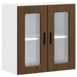 Berkfield Durable Kitchen Wall Cabinet With Glass Door Porto Brown Oak