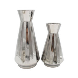 Vanity Living Set Of 2 30Cm Ceramic Silver Vase, Modern Decorative Flower Vase For Living Room - thumbnail 3