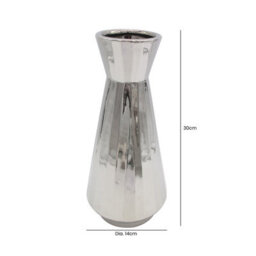 Vanity Living Set Of 2 30Cm Ceramic Silver Vase, Modern Decorative Flower Vase For Living Room - thumbnail 2