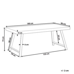 Beliani Dining Table Warton Dark Brown 180 Cm 90 Cm Pine Wood - thumbnail 3