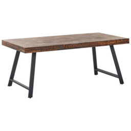 Beliani Dining Table Warton Dark Brown 180 Cm 90 Cm Pine Wood