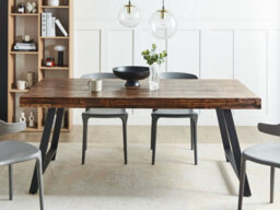 Beliani Dining Table Warton Dark Brown 180 Cm 90 Cm Pine Wood - thumbnail 2