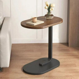 Walnut  Shaped Side Table Slide Under Sofa,modern Coffee Table For Bedroom Living Room - thumbnail 7