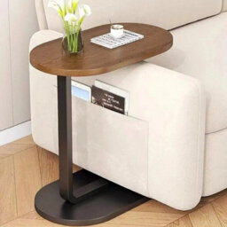 Walnut  Shaped Side Table Slide Under Sofa,modern Coffee Table For Bedroom Living Room - thumbnail 3