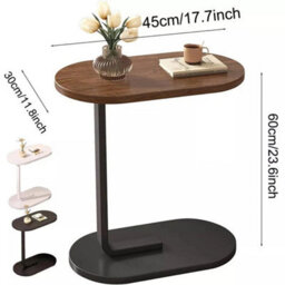 Walnut  Shaped Side Table Slide Under Sofa,modern Coffee Table For Bedroom Living Room - thumbnail 2