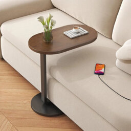 Walnut  Shaped Side Table Slide Under Sofa,modern Coffee Table For Bedroom Living Room - thumbnail 5