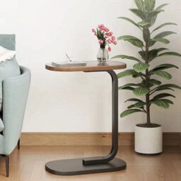 Walnut  Shaped Side Table Slide Under Sofa,modern Coffee Table For Bedroom Living Room - thumbnail 4