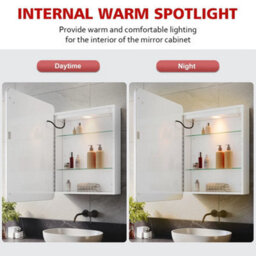 Led Bathroom Mirror Cabinet Shaver Socket 3 Colour Lights Demister 500X700 White - thumbnail 5