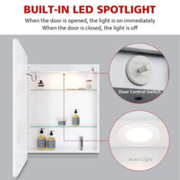 Led Bathroom Mirror Cabinet Shaver Socket 3 Colour Lights Demister 500X700 White - thumbnail 4