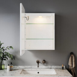 Led Bathroom Mirror Cabinet Shaver Socket 3 Colour Lights Demister 500X700 White - thumbnail 1