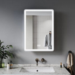 Led Bathroom Mirror Cabinet Shaver Socket 3 Colour Lights Demister 500X700 White - thumbnail 2