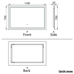 AVER-GROWTH Bathroom Mirror With 3 Colour Led Lights Demister Pad Anti-Fog Touch/wall Switch Dimmable Portrait/landscape 1100X700mm - thumbnail 8