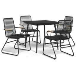 Berkfield 5 Piece Garden Dining Set Black Pvc Rattan - thumbnail 2