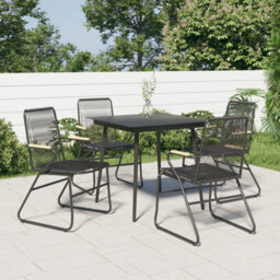 Berkfield 5 Piece Garden Dining Set Black Pvc Rattan