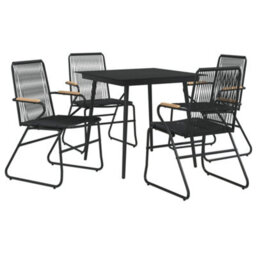 Berkfield 5 Piece Garden Dining Set Black Pvc Rattan - thumbnail 3