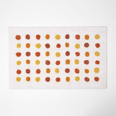 Homescapes Mustard And White 100% Cotton Bath Mat Tufted Polka Dot Design, 50 X 80 Cm - image 1