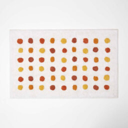 Homescapes Mustard And White 100% Cotton Bath Mat Tufted Polka Dot Design, 50 X 80 Cm