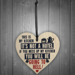 Red Ocean Vintage This Is My Kitchen Funny Hanging Wooden Heart Retro Kitchen Sign Gifts - thumbnail 2