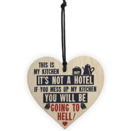 Red Ocean Vintage This Is My Kitchen Funny Hanging Wooden Heart Retro Kitchen Sign Gifts - thumbnail 5