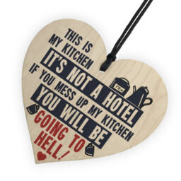 Red Ocean Vintage This Is My Kitchen Funny Hanging Wooden Heart Retro Kitchen Sign Gifts - thumbnail 6