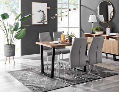 Furniturebox Uk Kylo Brown Wood Effect Dining Table & 4 Grey Lorenzo Chairs - image 1