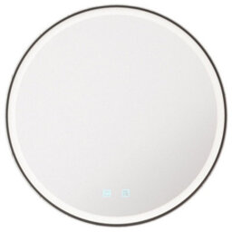 600mm Ip44 Matt Black Round Led Bathroom Mirror & Demister Tunable White Border - thumbnail 2