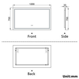 AVER-GROWTH Bluetooth Bathroom Mirror With 3 Colour Led Lights Demister Pad Anti-Fog Touch/wall Switch Vertical/horizontal 1200X700mm - thumbnail 9