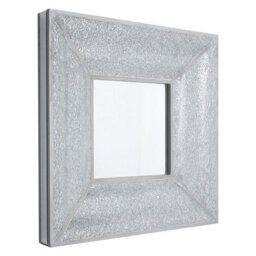 Orsina Silver Mosaic Wall Mirror With Bevelled Glass Frame, Square Decorative Mirror With Light Grey Trim, Mirror - thumbnail 2