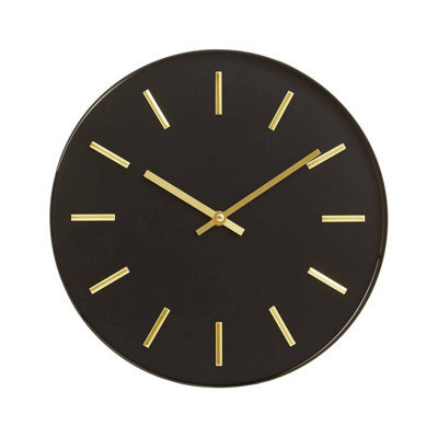 Orsina Black And Gold Wall Clock, Stylish Clock For Livingroom Wall, Functional Kitchen Clock, Versatile Big Clock - image 1