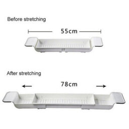 White Bath Rack Extendable Over Bathtub Rack Plastic Shelf Wine Soap Holder Caddy Tray - thumbnail 2
